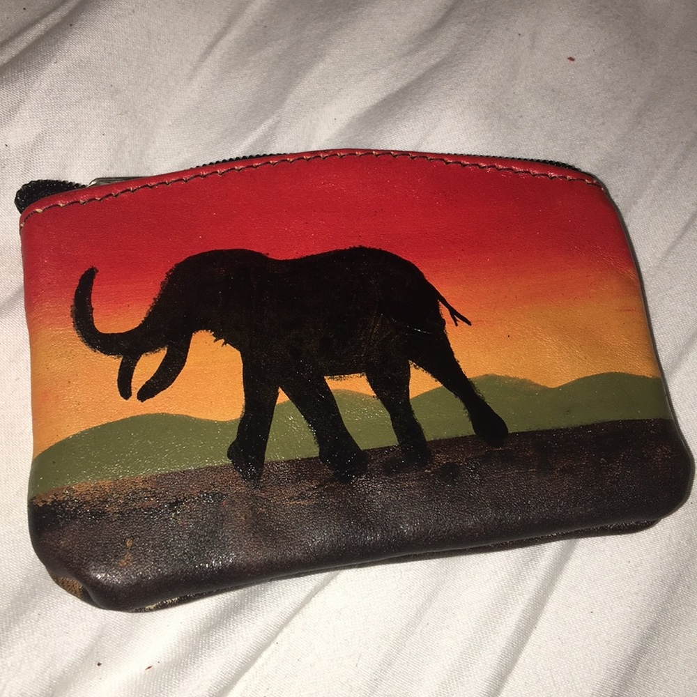 Painted leather African Safari Coin Purse